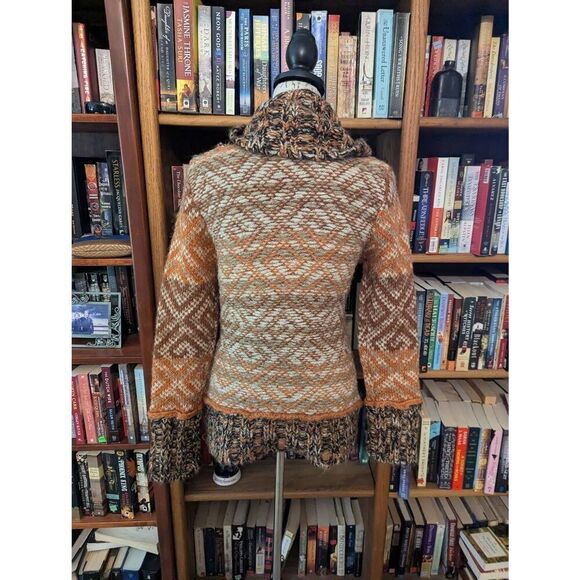 Desigual Women’s Small Cowlneck Wool Blend Tapestry Pullover Sweater Chunky - Picture 2 of 6